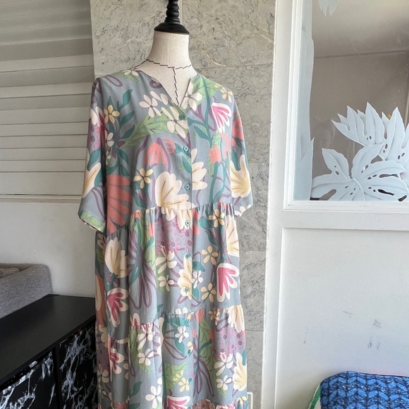 Button Front Dress , Simple Dress with Pocket, Floral Summer dress - Picture 7 of 10